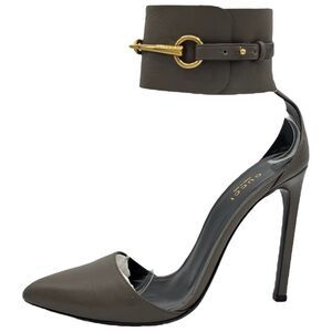 Gucci Horsebit Ursula Grey Field Leather High Heels Pumps